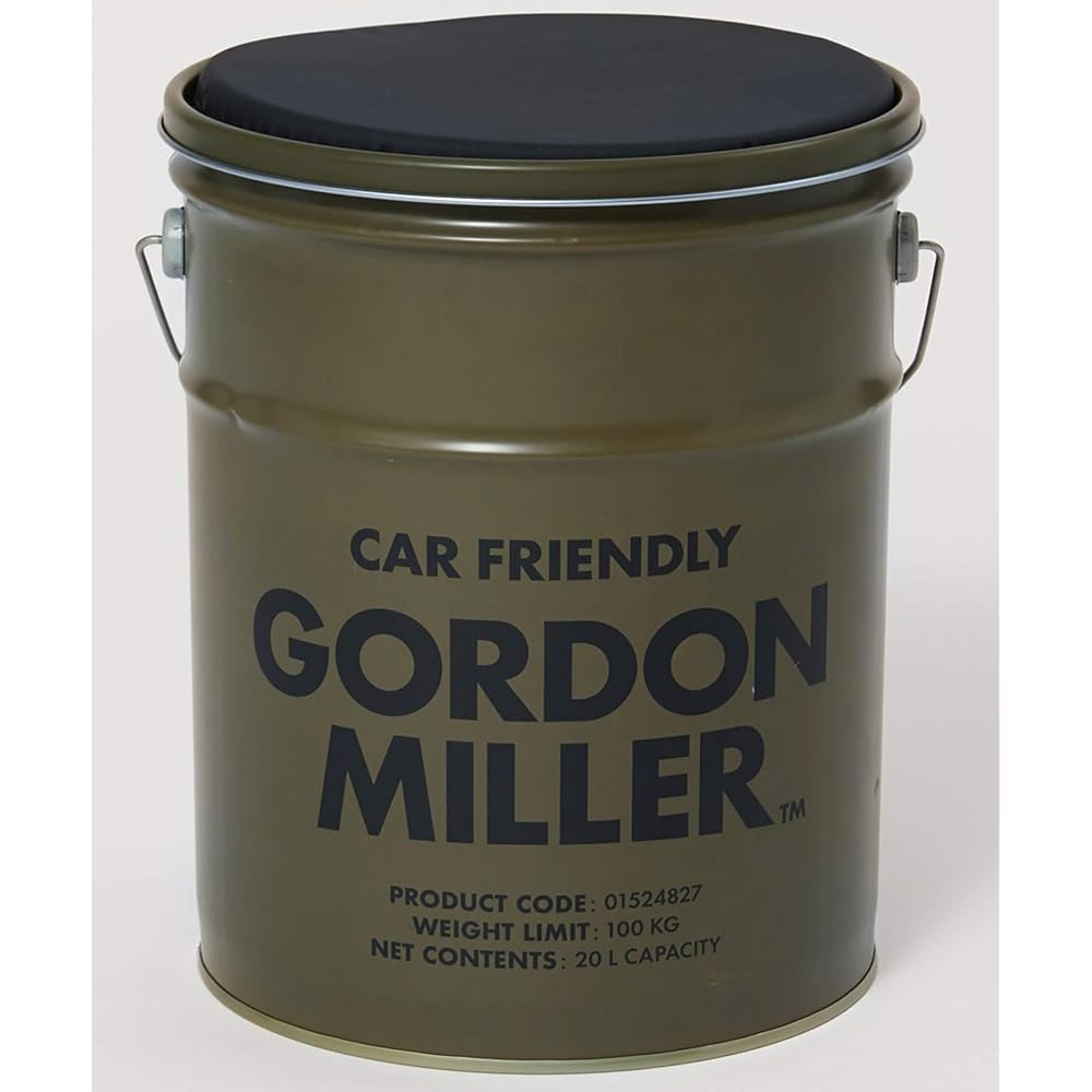 GORDON MILLER Pail Can Stool 20L Chair Stacking Outdoor Camping Storage Car Wash Trash Can Cushion Lid Stand Khaki 1524827