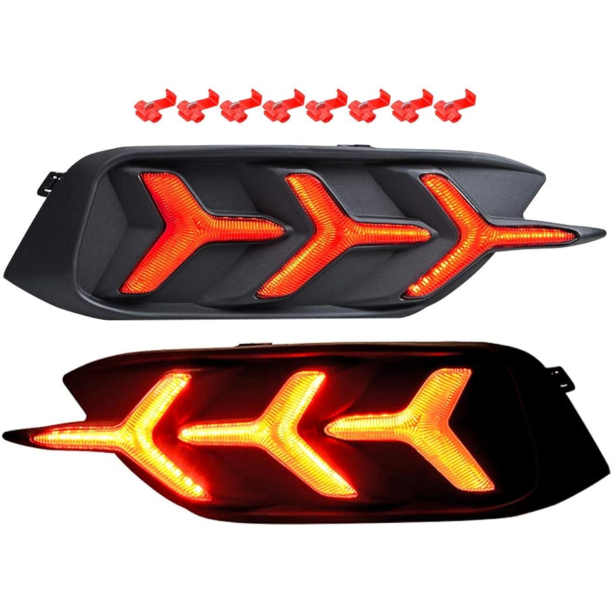 Red Lens Y LED Bumper Ref Lector Lamp 2016-2019-2020 Honda Civic LX EX Touring Sedan Compatible-Tail Brake & Rear Foglight