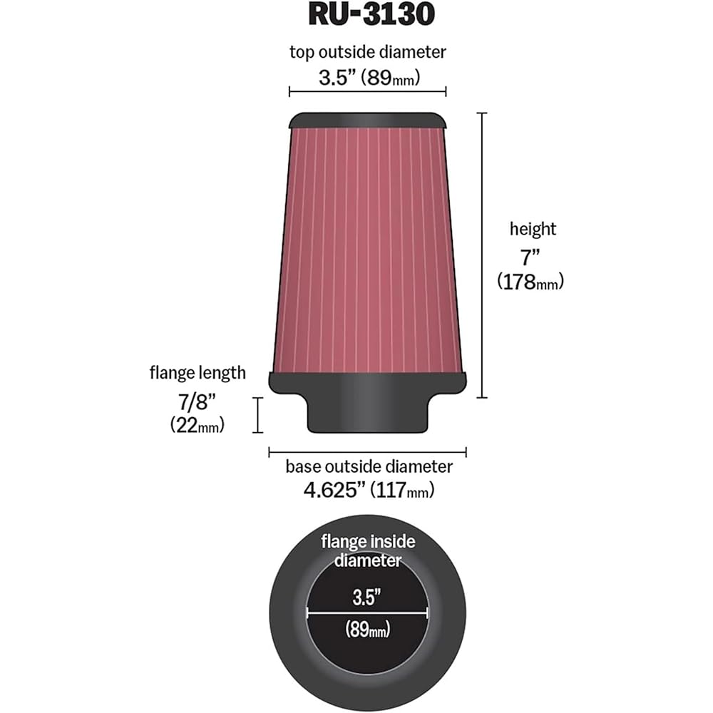 K&N RU-3130 Universal Rubber Filter