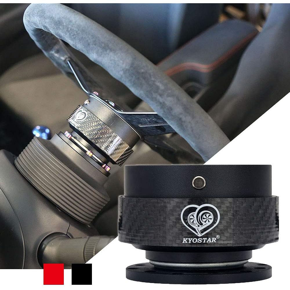 KYOSTAR 100%Real Carbon Fiber Steering Wheel Quick Release Hub Adapter Snap Off Booth Kit Blue KD8305BE