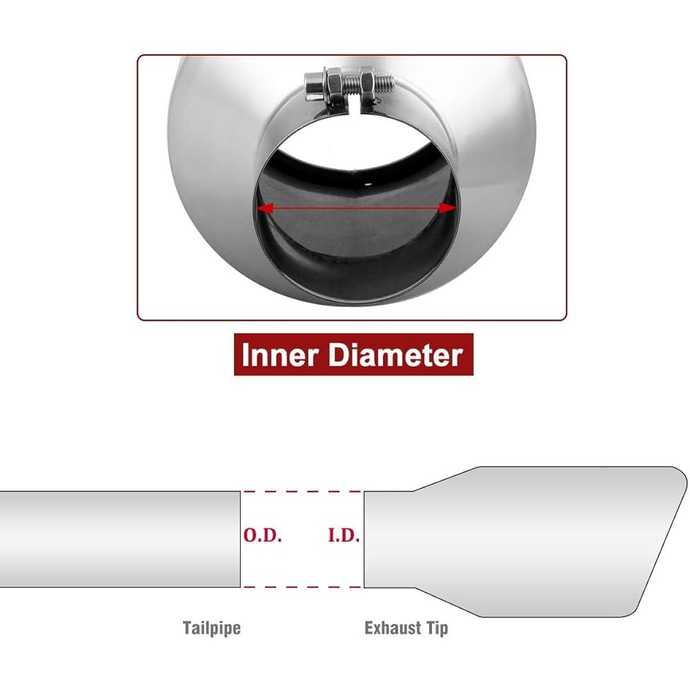 Upower Universal diesel truck car exhaust chip 4 inch inlet 6 inch outlet length 15 inch stainless steel bolt -on