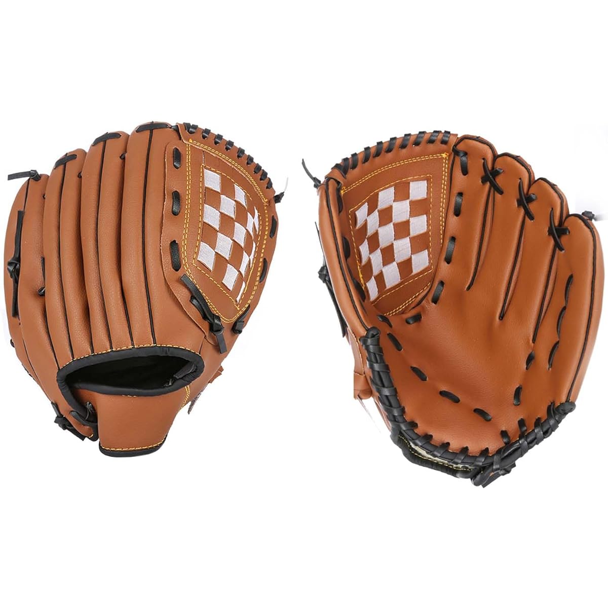Tumosando Baseball Gloves Softball Catch Ball Parent-Child Set 10.5+11.5 Inch Brown Family Sports Baseball Parent-Child Glove Set Built-in Shock Absorption Pad Baseball Baseball Practice Ball Set for Beginners