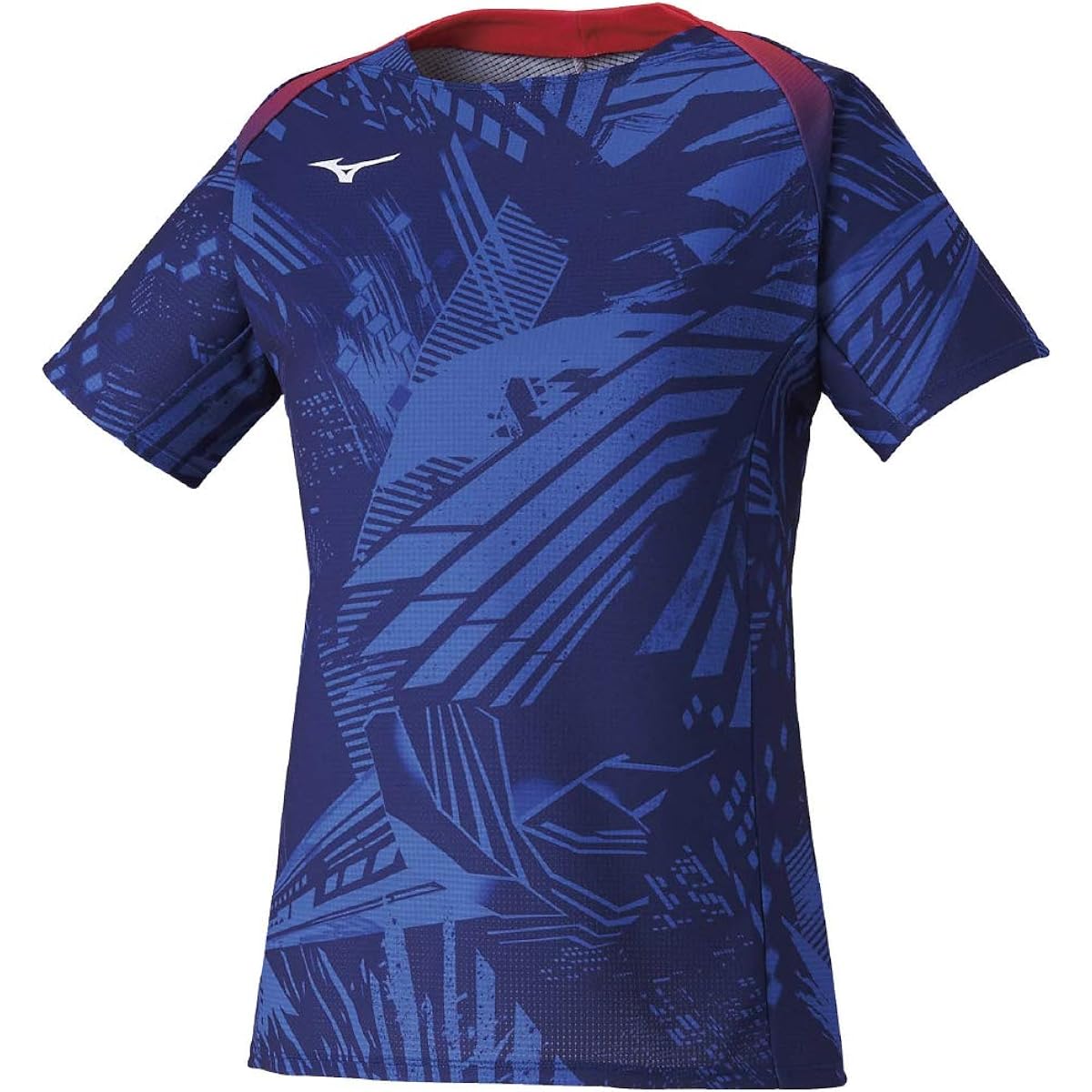 [Mizuno] Table Tennis Wear Game Shirt Short Sleeve Dry Aeroflow Highly Ventilated JTTA Red Diversity Design 82JA0201 Women's