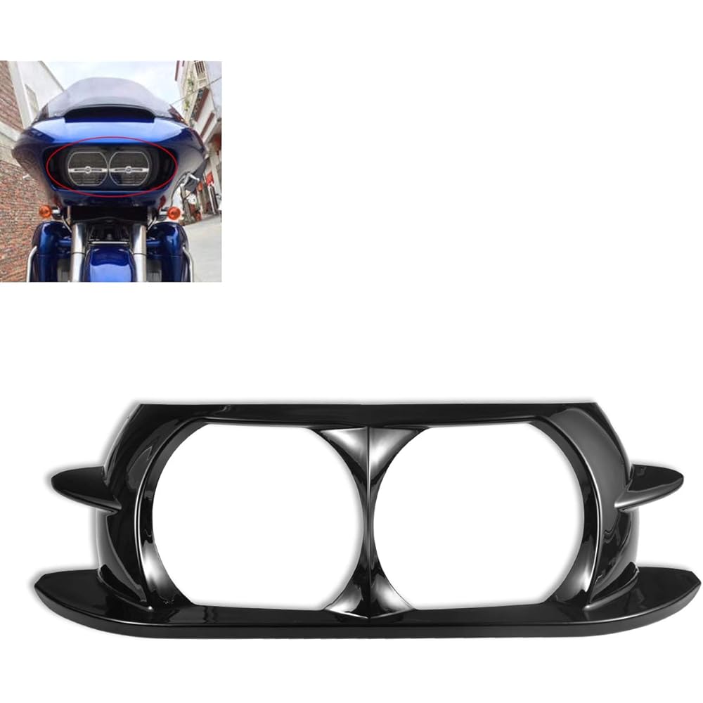 KaTur Glossy Black Dual Projector Headlamp Headlight Trim Bezel 2015-2019 Harley-Davidson Road Glide