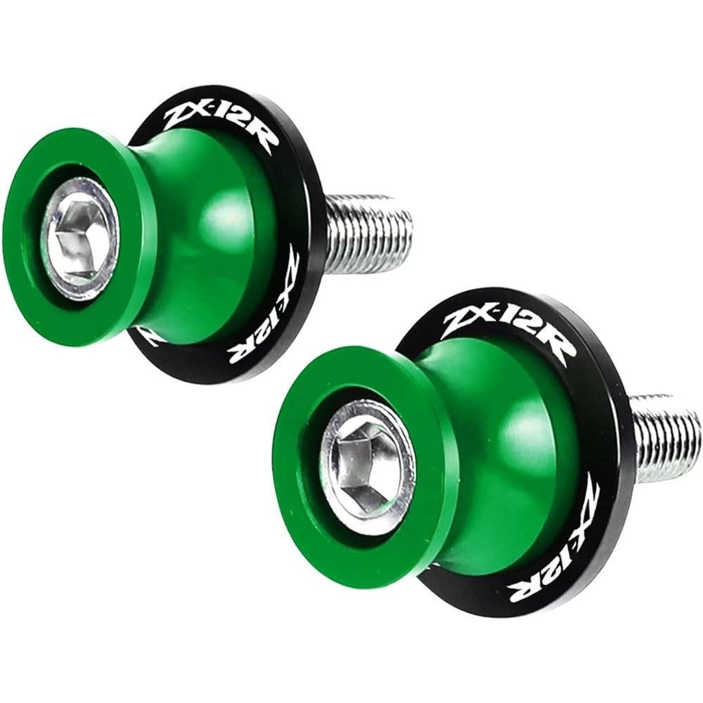 Swing Arm Spool Stand Screw Slider 10MM Motorcycle Accessories Swing Arm Spool Slider Stand Screw For Ka-wa-sa-ki ZX12R ZX 12R 2000-2007 2006 2005 2004 2003 2002 2001 (Color: Green)