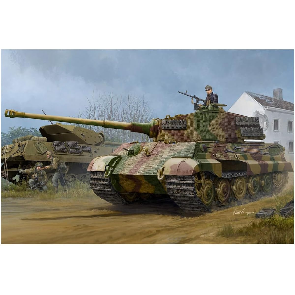DOYUSHA Hobby Boss 1/35 Fighting Vehicle Series German Heavy Tank King Tiger (Henschel Turret) w/Zimmerit Coating Plastic Model 84531