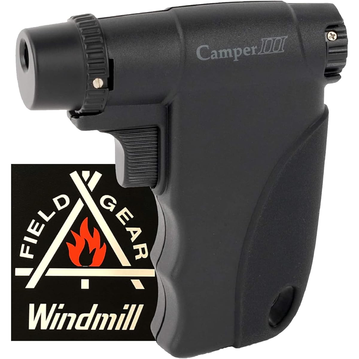 Windmill Gas Burner Black Camper 3 with Logo Sticker Windproof Fillable W14-1001K