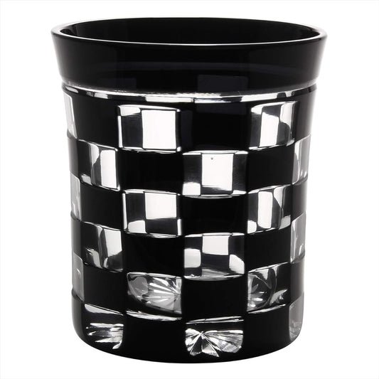 Edo Kiriko Kawai Sarazo Mini Old Glass Checkered Black 1755-33BK
