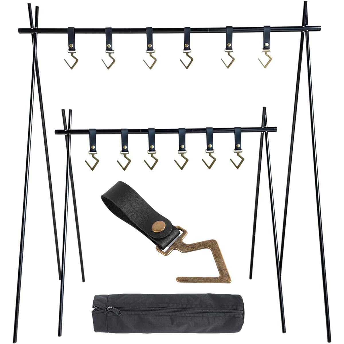 [Japanese Brand] LUHANA Hanging Rack Lantern Stand Lantern Hanger Camping Hook Leather Band Includes 6 Stylish Hooks Lightweight Special Storage Bag Included
