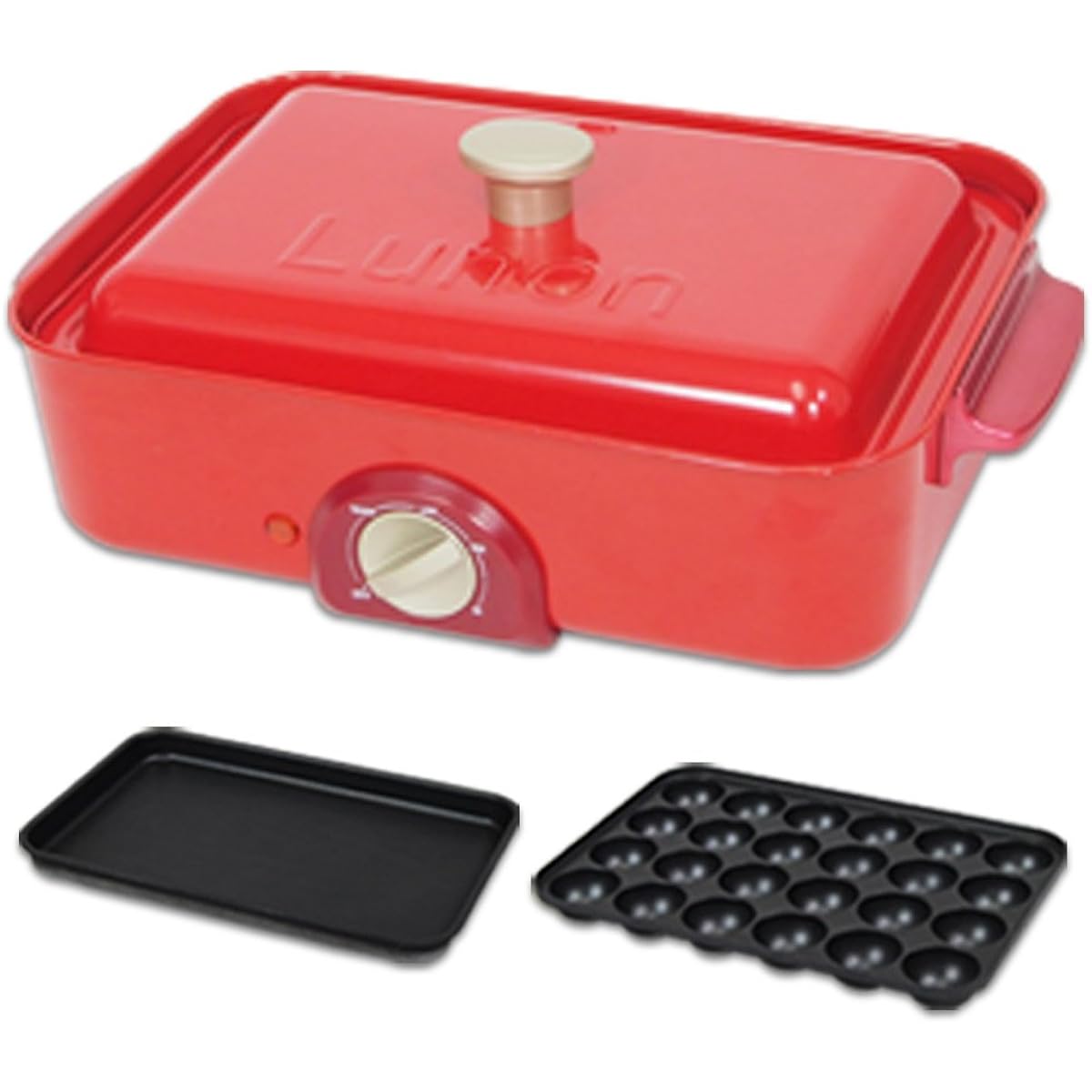 SIS Grill Hot Plate Red 36 x 22 x 10 cm [Washable and easy to clean! 2-way specification] KS-356A
