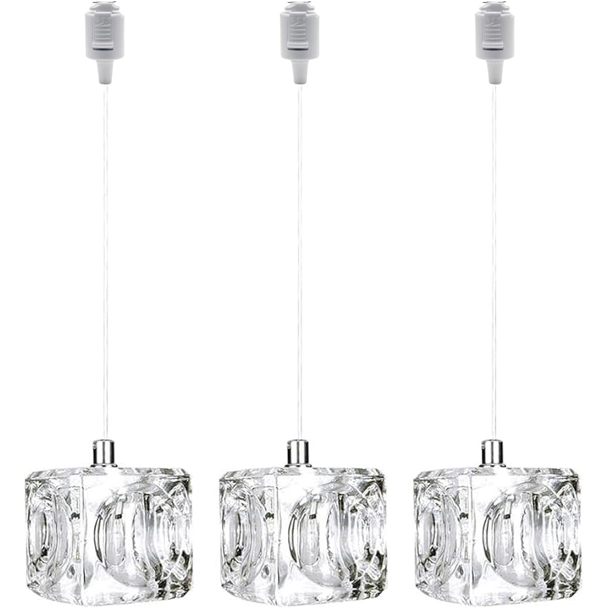 Hyochodo K-197-60DG3 Glass Pendant Light, Glass Cube, Ice Shape, Crystal Glass, No Construction Required, 3 Light Set, G4 LED Bulb, Ceiling Light, Hanging, Interior, Antique, Simple, Stylish, Modern, Living Room, Dining, Cafe, Light Bulb Included [Duct R