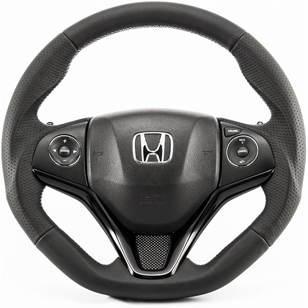 KENSTYLE Original Steering HA02 Honda Vezel (RU1/RU2/RU3/RU4) All Black Leather (Blue Stitch)
