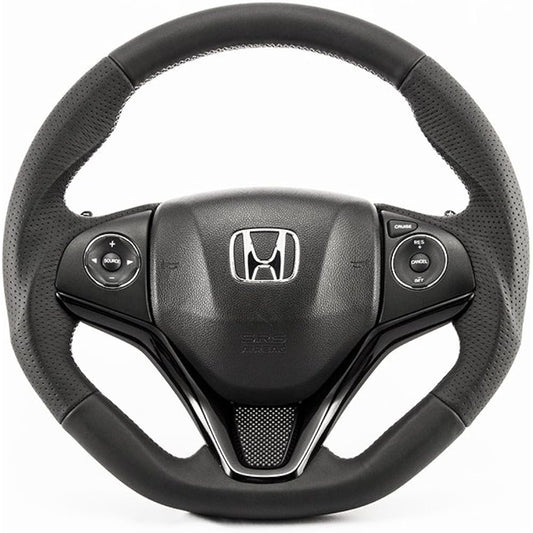 KENSTYLE Original Steering HA02 Honda Vezel (RU1/RU2/RU3/RU4) All Black Leather (Blue Stitch)