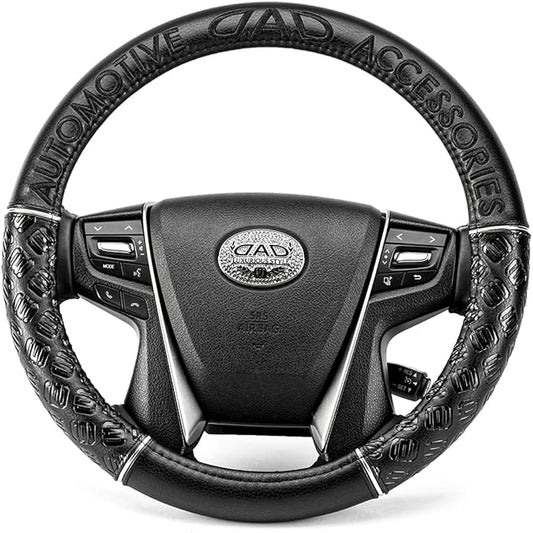 Garcon DAD Steering Cover Royal Steering Cover Embroidered Black Monogram Leather S Size D.A.D HA245-01