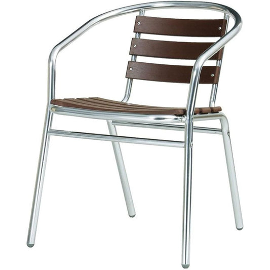 Mizushima Industries Aluminum + Resin Chair 382-0115 Width 550mm Silver/Wood tone Main unit: Depth 55cm Main unit: Height 71.5cm