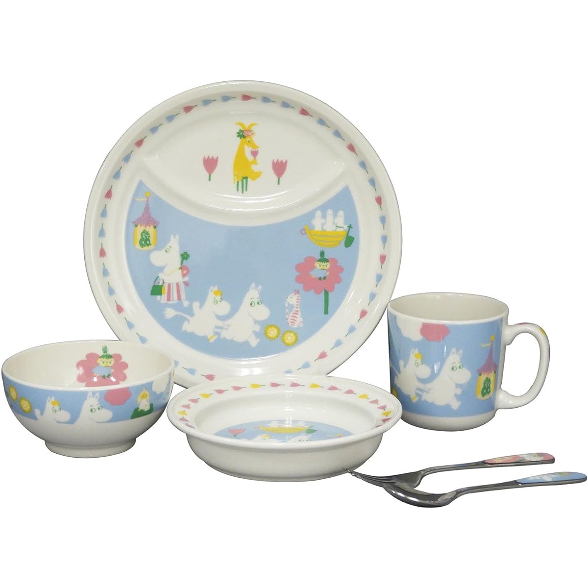 Yamaka Shoten MOOMIN "Baby Kids" Tableware Set 6 Pieces Baby Children's Tableware (Gift Box) Microwave Dishwasher Safe Moomin Goods Scandinavian Mother's Day Present Tableware Gift Wedding Gift Made in Japan MM1200-115