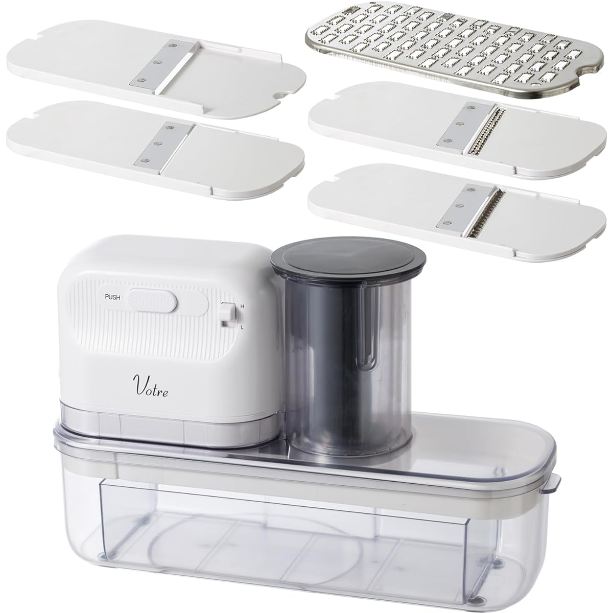 [Yamazen] Electric Slicer, Grater, Shredded Slicer, Radish Grater, 5 in 1, Votre, Thickness Adjustment, 2 Speed Adjustments, Shredded, Vegetables, Cabbage, Carrots, Radishes, Tsumas, YSLA-Q45(W)