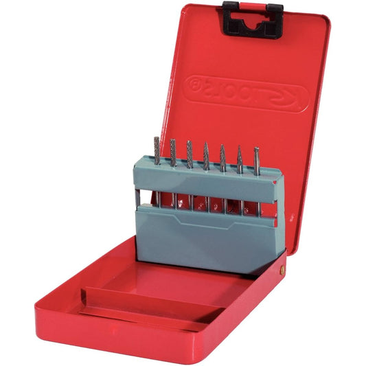 KS TOOLS Hard metal milling burr set in steel case 7 pcs 515.3207