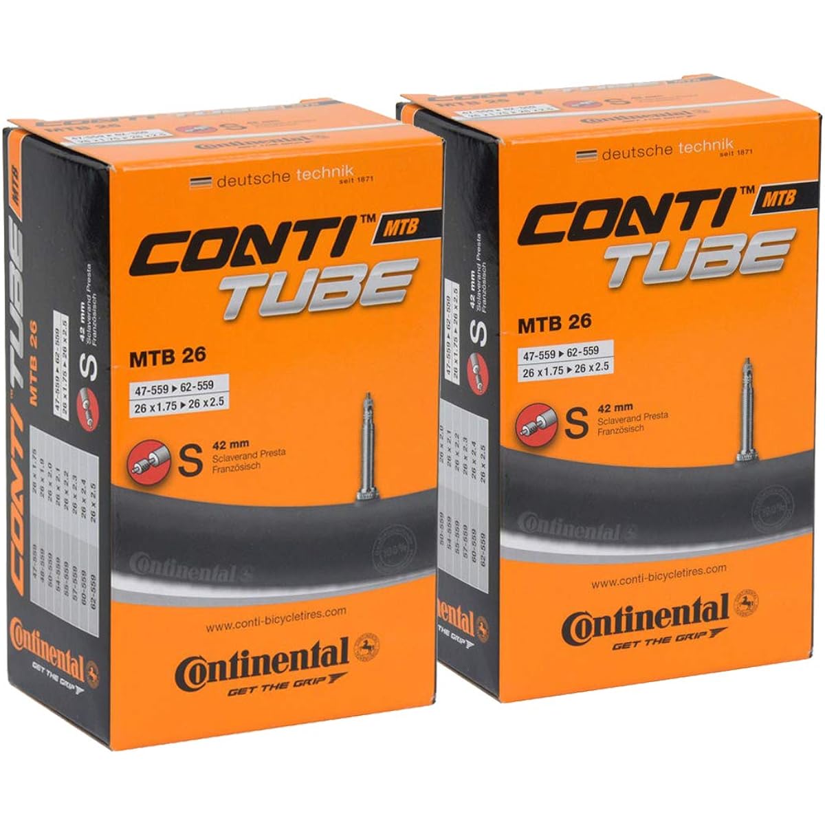 Set of 2 Continental Tube MTB26 S42 26 x 1.75-2.5 (Presta Valve 42mm) [Parallel Import]