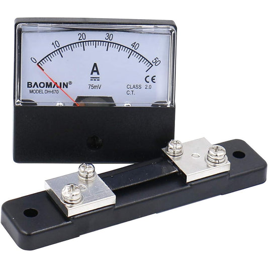 BAOMAIN DH-670 DC 0-50A Analog Amplifier Panel meter current meter current total 75mV shunt