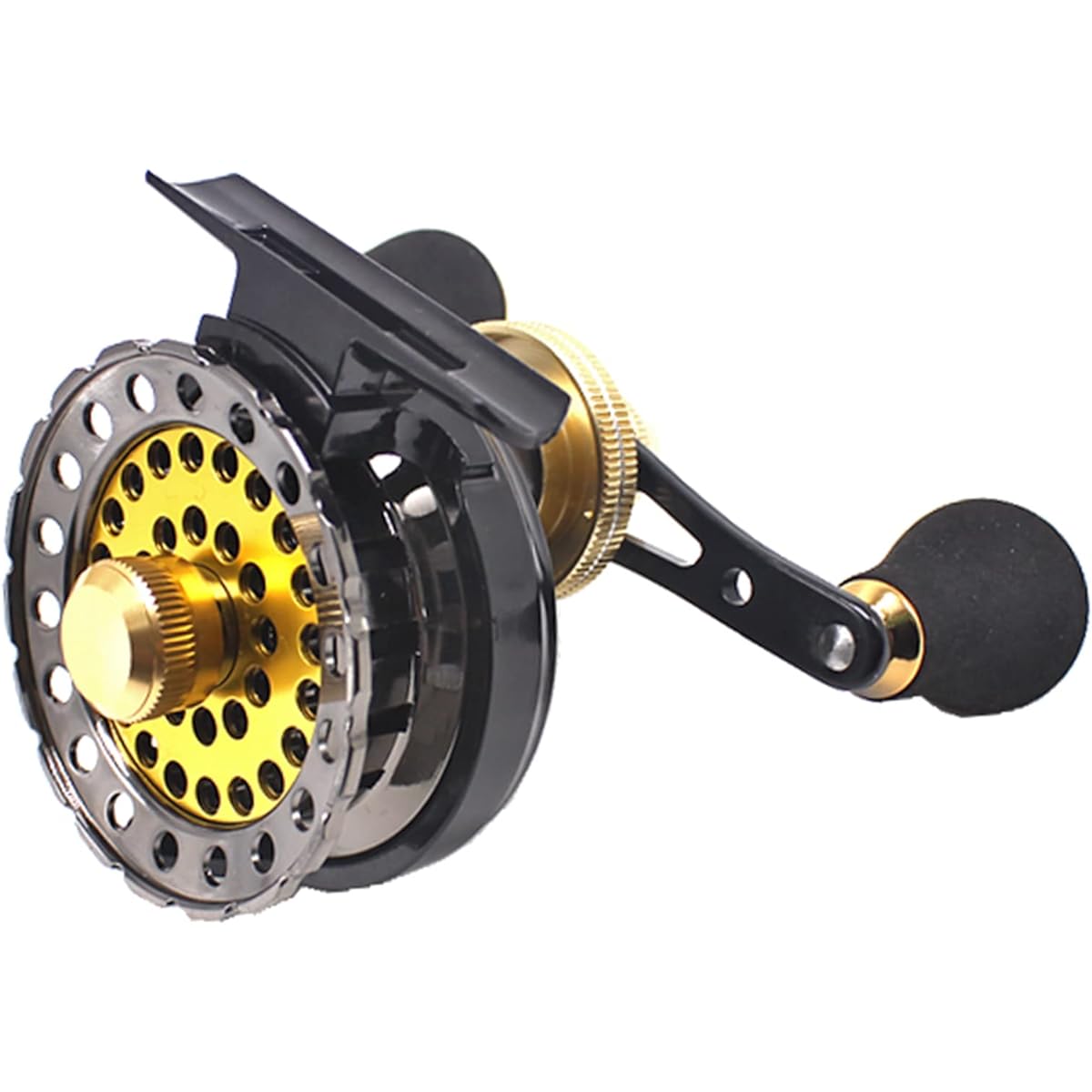 Wellvie Skein Fishing Squid Reel Chinu Drop Right Hand 2.6:1 Aluminum Machine Cut 6+1BB Raft Reel Hechi Fishing Single Shaft Reel Taiko Reel (Gold)