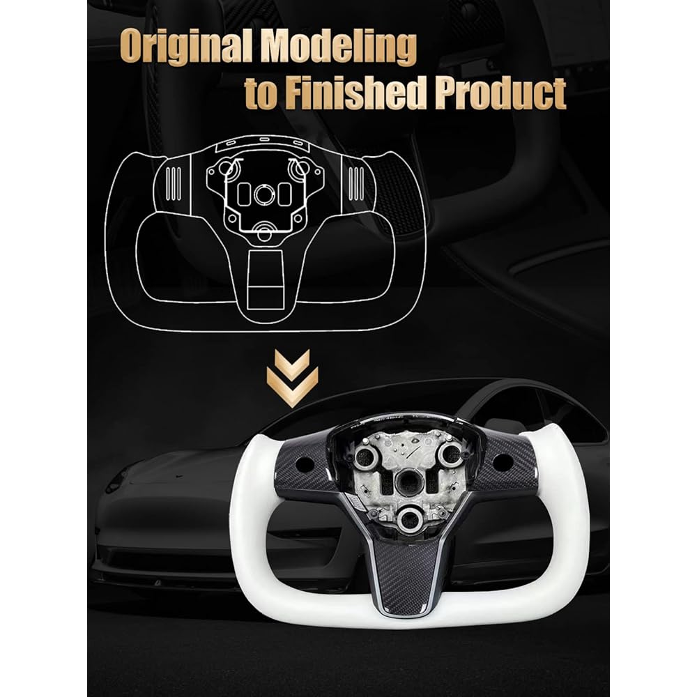 ZIMABLUE TESLA York handle model 3/Y-2017-2023 Customizable Remodeled Real carbon fiber handle aircraft disk square