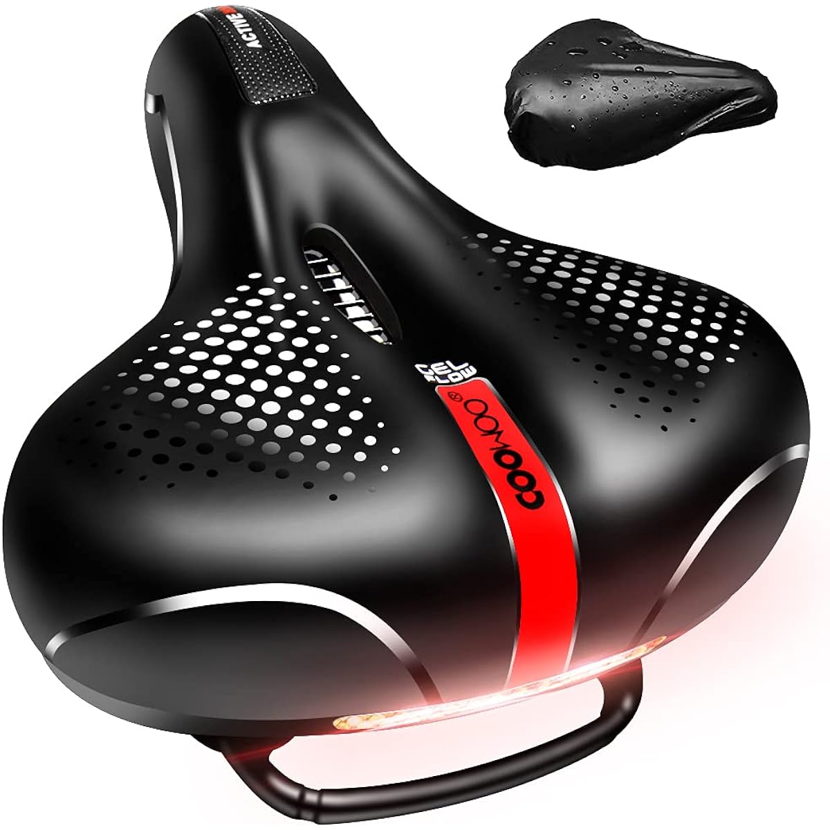 COOWOO Bicycle Saddle, Soft Saddle, Memory Foam Saddle, Super Thick, Doesn't Hurt Your Butt, Cushion, Shock Absorption, Breathable, Holes Included, Silica Gel Included, Road Bike/Mountain Bike/Cross Bike/Mom's Bike/Fitness Bike, Waterproof