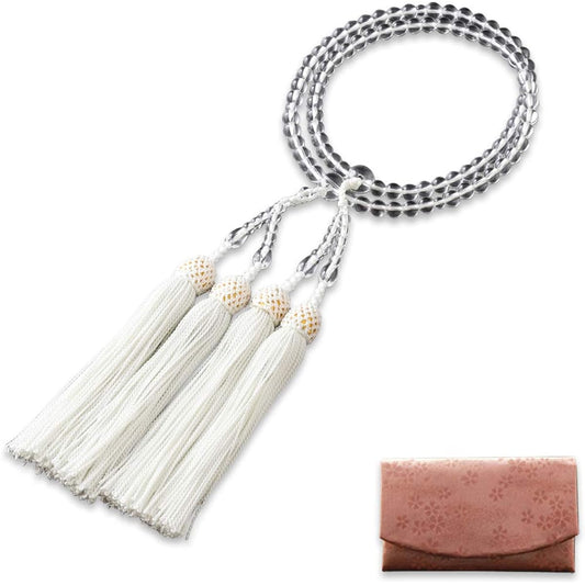 Kyoto Buddhist Altar Hayashi Prayer Beads for Eight Sects (For Eight Sects) Genuine Crystal (For Women) Official Ceremony [Bead Bag Set] SW-077 Kyoto Prayer Beads