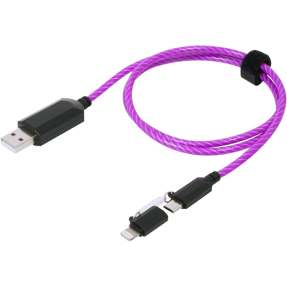 Fujimoto Dengyo F.S.C. 2WAY Glowing Illumination Cable 2.4A Purple CK-L06PU