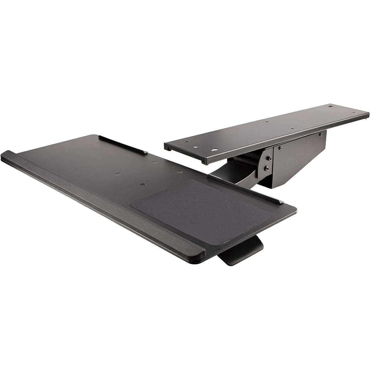 StarTech.com Sliding Keyboard Tray/Full Motion/Height Adjustable/Retrofit Keyboard/Mouse Tray/255mm x 670mm/Table Mount Compatible Ergonomic Slider/Wrist Rest & Mouse Pad Included KBTRAYADJ2 Black