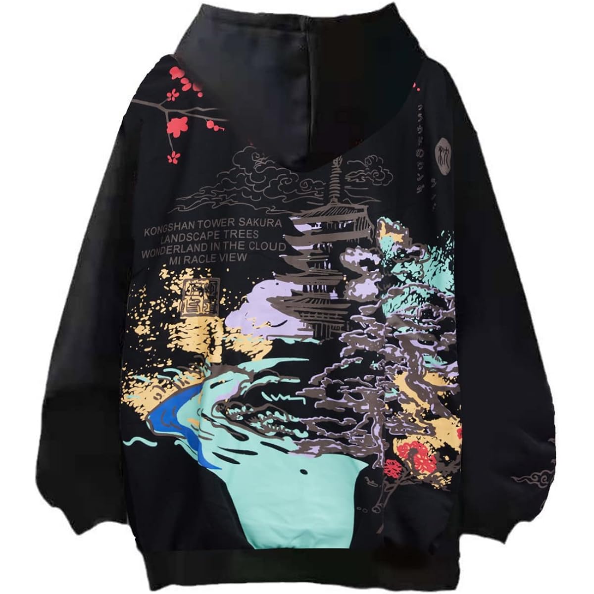 [Tiann] Men's Pullover Parka, Long Sleeve, Casual Parka, Loose Sweatshirt, Large Size, Spring Clothes, Hooded, Japanese Style, Cherry Blossom Sports, Training Wear, Thin, Thick, Spring, Autumn, Winter