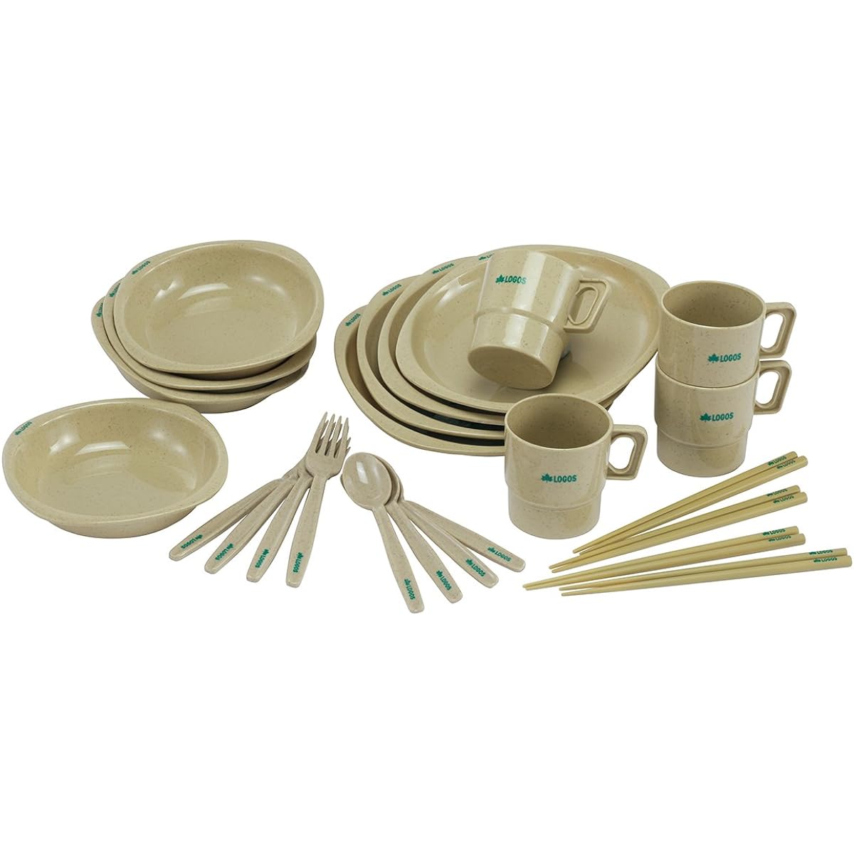 LOGOS Dinner set with chopsticks for 4 people, storage bag included