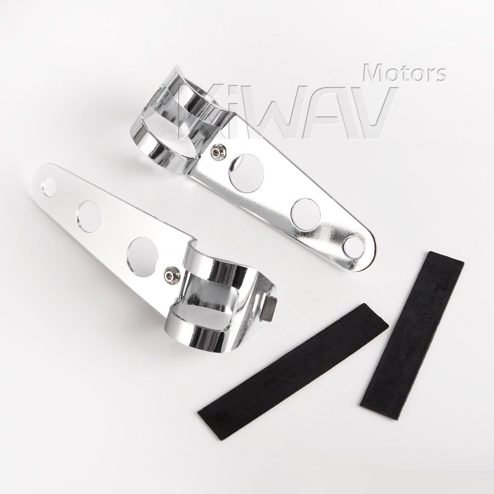 KiWAV Headlight Mounting Hardware Fork Clamp Chrome Steel 30-38mm 2pcs