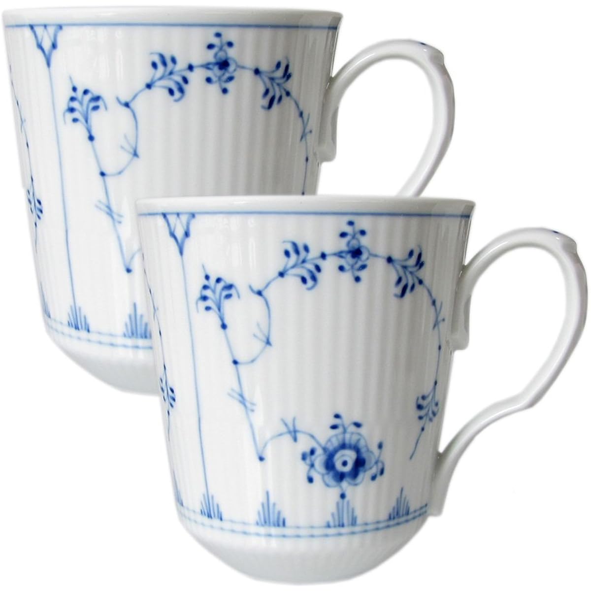 Royal Copenhagen Blue Fluted Plain Mugs Pair 380ml 1101043 1101043 [Parallel Import]
