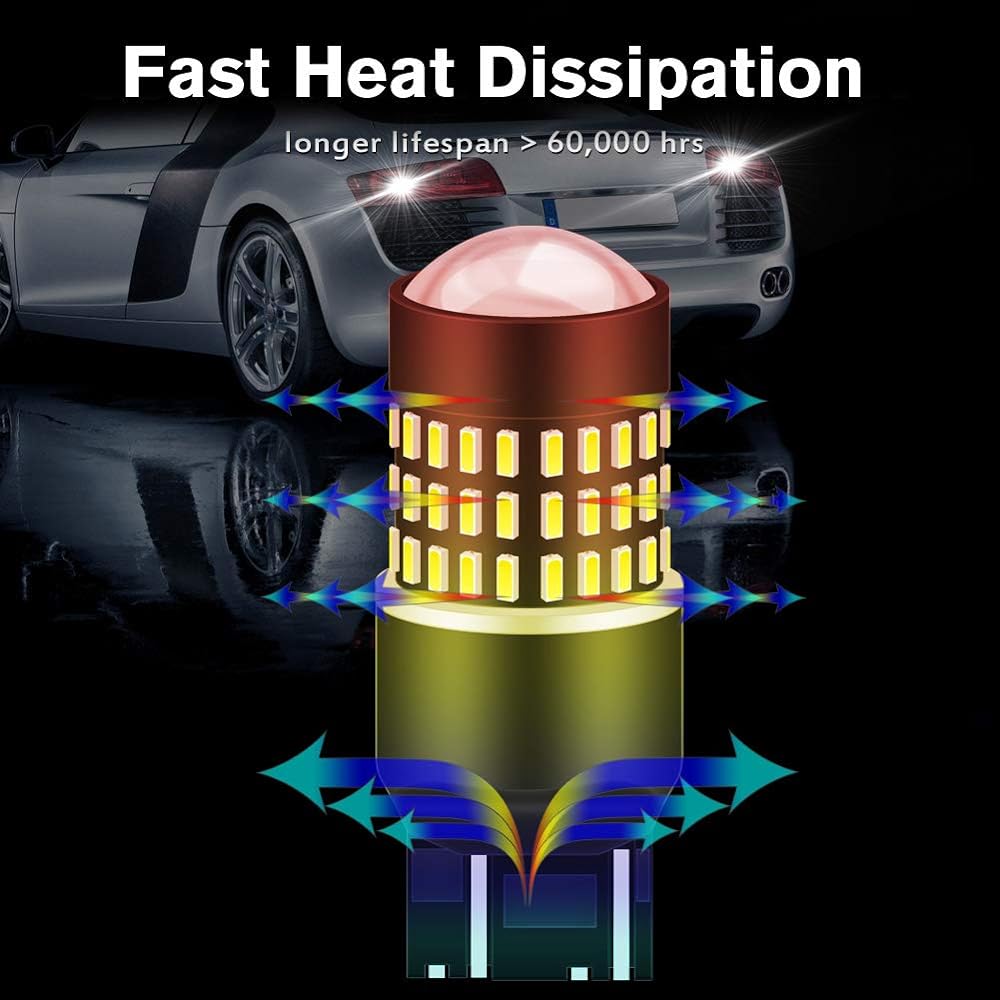 KaTur 10pcs 900 Lumens 7443 7444NA 7440 7440NA 992 Base Super Bright 3014 78SMD Lens LED Bulb Brake Turn Signal Tail Backup Reverse Brake Light Lamp White 12V 4W