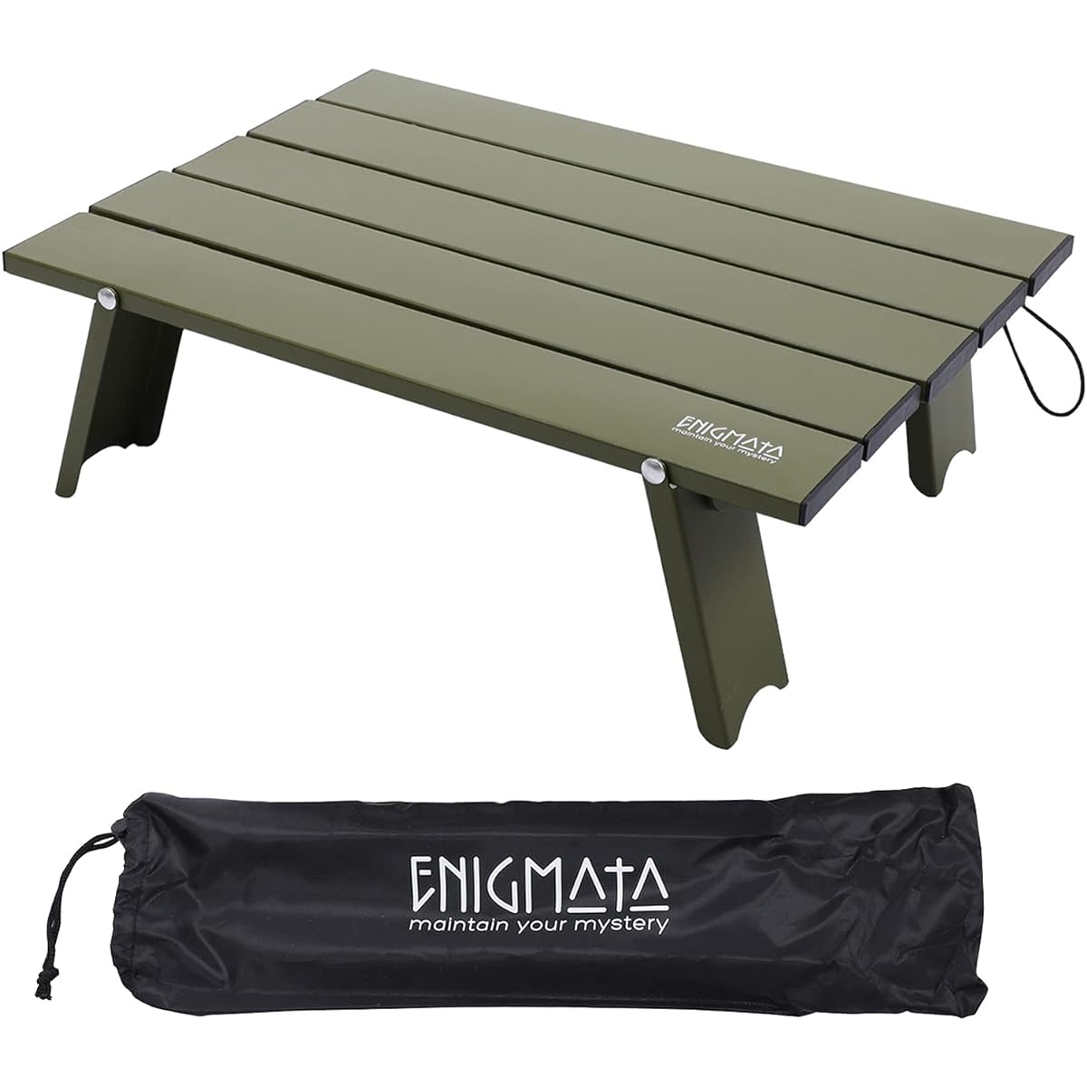 ENIGMATA Outdoor Table, Camping Equipment, Mini Table, Aluminum Picnic Table, Foldable, Compact, Ultra Lightweight, Load Capacity 25kg, BBQ, Bonfire, Hiking, Storage Bag Included