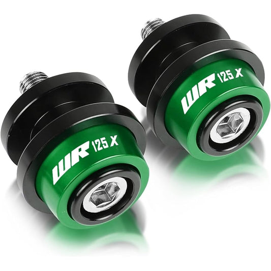 DEMUR Motorcycle 6mm Stand Screw Swingarm Slider Spool CNC Aluminum For Yamaha WR125X R WR125R 2012-2016 Swingarm Slider Spool (Size : Green WR125X LOGO)