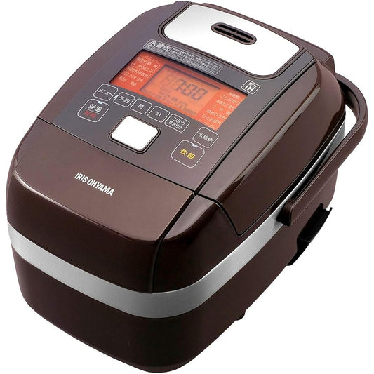 Iris Ohyama Rice Cooker 3 Cups Pressure IH Type Metallic Brown Pressure IH Type Cooking Function for Different Brands Extra Thick Pot with Steaming Plate Brown Rice Brown Design RC-PH30-T