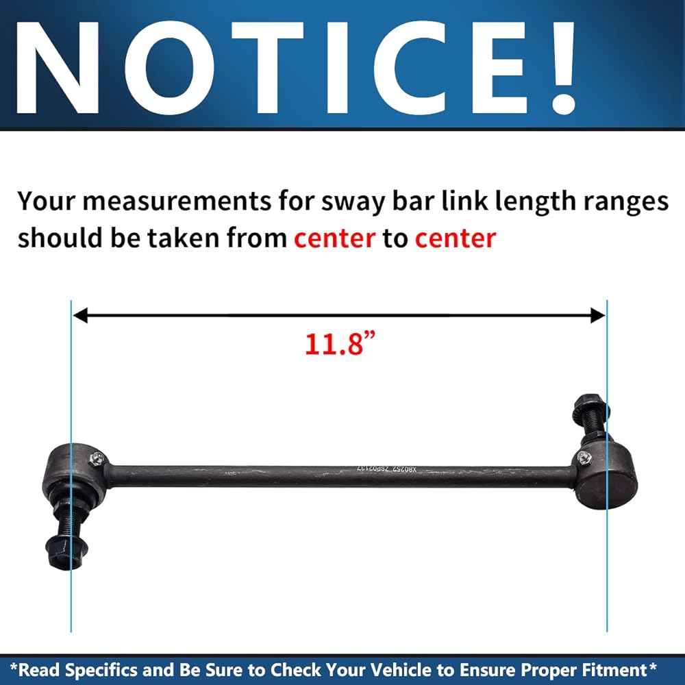 11.8 inch Front Stabilizer Swaber Endink -The driver's seat and the passenger side conform to the center from the center of 11.8 inch -RPO code FE5 (Performance ride handling suspension).