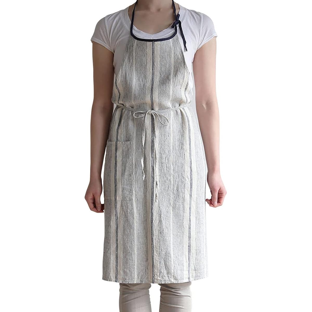 [Lino e Lina] [Lino Elina Apron Full Apron Linen Mila Women's Men's Kitchen Plain Linen Simple Long Length Stylish