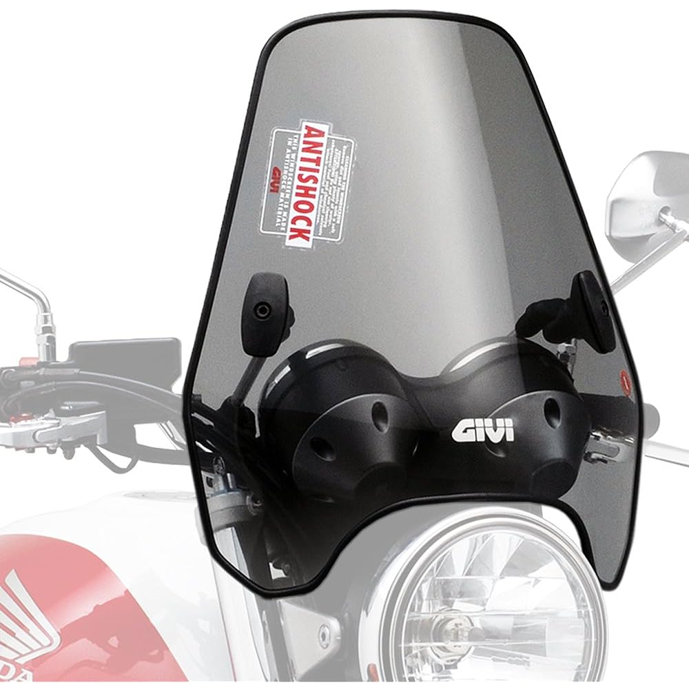 GIVI Motorcycle Screen General Purpose (Bar Handle Clamp) Semi-Smoke A604 Medium Windscreen 93971