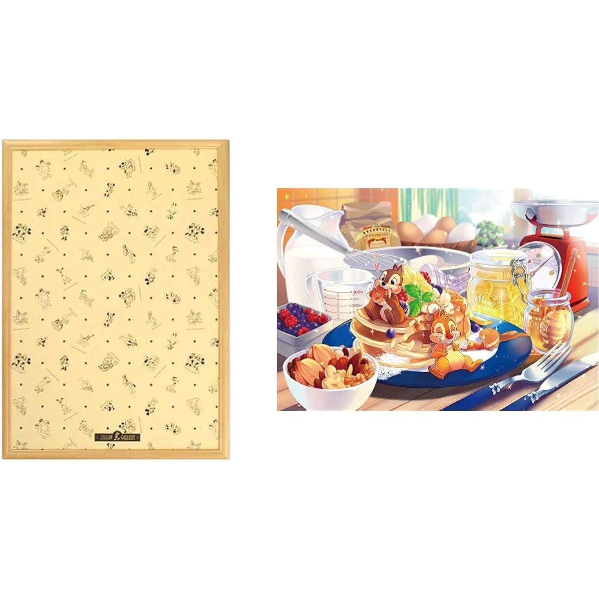 Wooden Puzzle Frame Disney Exclusive 1000 Piece Natural (51x73.5cm) & 1000 Piece Jigsaw Puzzle Disney Sweet Temptation (51x73.5cm) [Pure White] [Set Purchase]