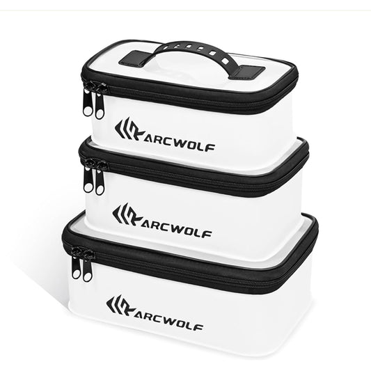 ARCWOLF Tackle Box Fishing Multi-EVA Tackle Case Set of 3 Bags Multi-functional Soft Handle Transparent Top Lid Lure Case Easy to Carry Mini Bags White (Set of 3)