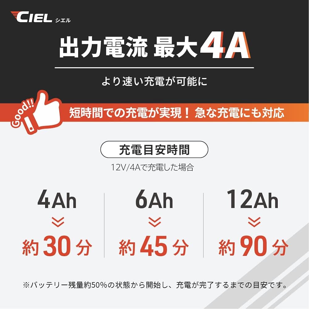 CIEL D4 Power Conditioning Charger Car/Motorcycle Output Current 4A 12V/6V Lithium Compatible Pulse Attack CL-D4