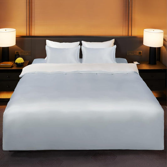 Utukky Silk Duvet Cover, Silk Duvet Cover, 170 x 210cm, 100% Natural Silk, Duvet Cover, Bedding Cover, Washable, Skin-friendly, Reduces sleeping habits, Anti-static, Washable, Suitable for all seasons (Ice Blue, Semi-double)