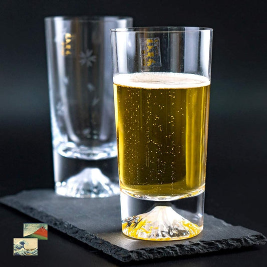 Fuji Glass, Tajima Glass, Mt. Fuji Tumbler Glass, Plain x Cherry Blossom Fuji Tumbler, Set of 2, Souvenir Grand Prix, Edo Glass, Cutter, Whiskey Glass, Rock Glass, Sake, Beer, Father's Day, Mother's