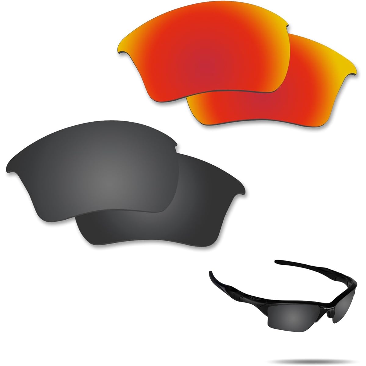 [2 pairs packed] Fiskr Anti-Peeling Oakley Half Jacket 2.0 XL Replacement Lens Half Jacket 2.0 XL Polarized Lens