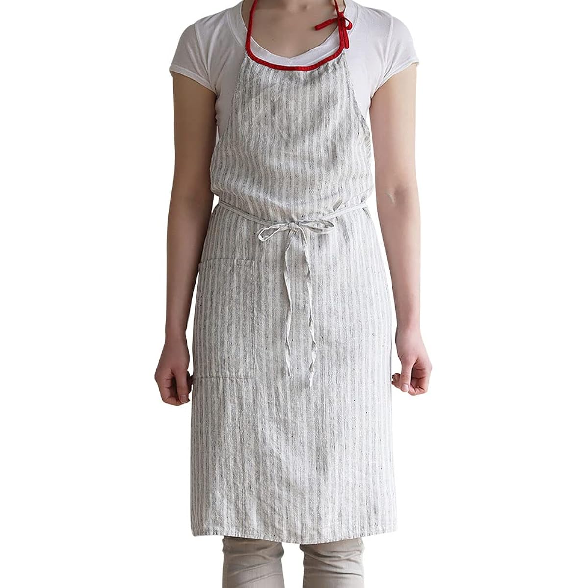 [Lino e Lina] [Lino Elina Apron Full Apron Linen Mila Women's Men's Kitchen Plain Linen Simple Long Length Stylish