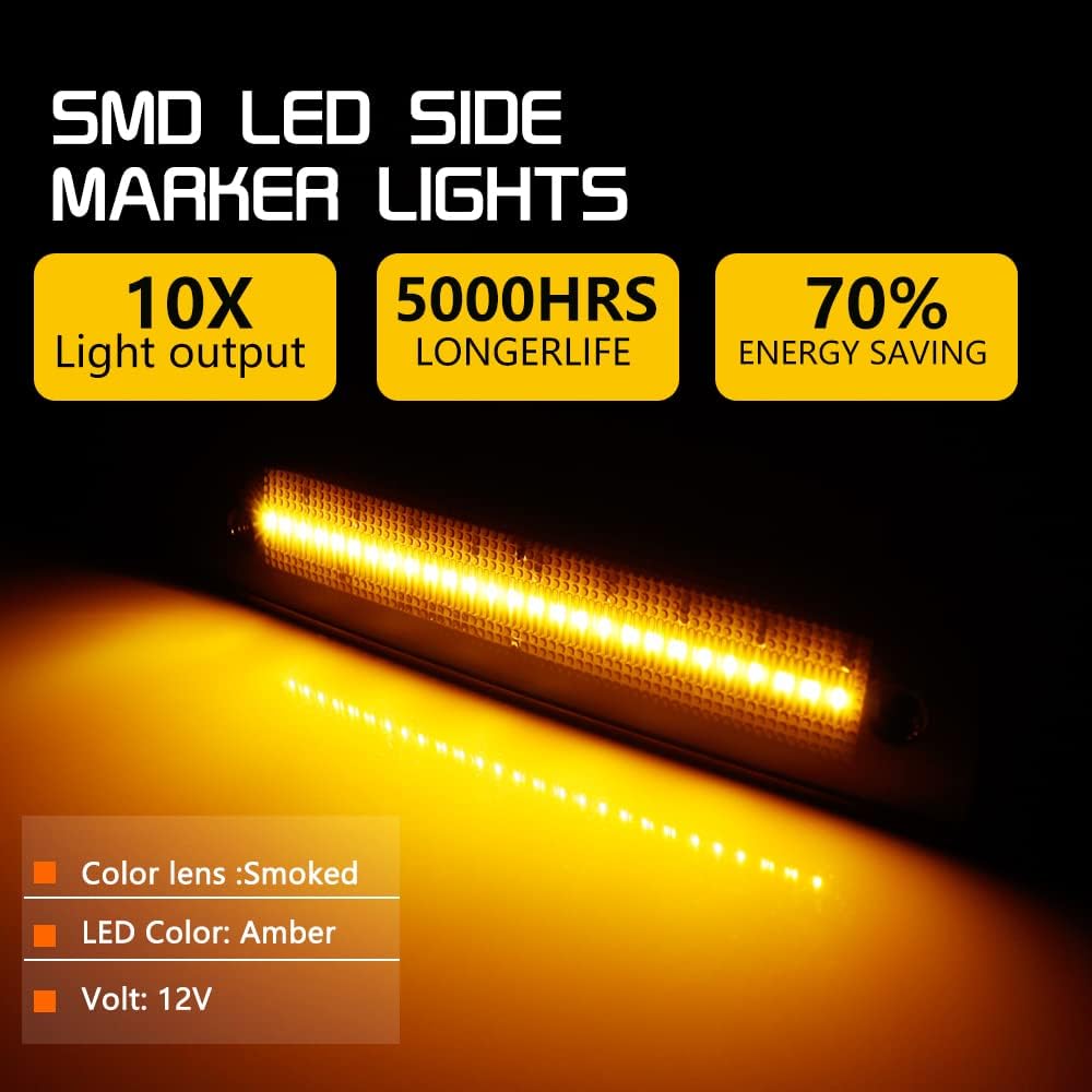 TONSYA Amber LED Smoke Lens 1997 1998 1998 1998 2001 Jeep Cherokee Front Bumper Side Corner Parking Marker Light CH2550118 55055147 550555146 55055146