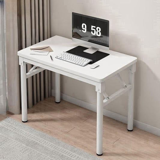 Folding Desk, PC Desk, Telework Desk, Computer Desk, No Assembly Required, Completed Product, For Home Work, Remote Work, Study Desk, For Work, PC Work, Sturdy, Stylish, Space Saving, Multifunctional Table (Width 80cm, White)